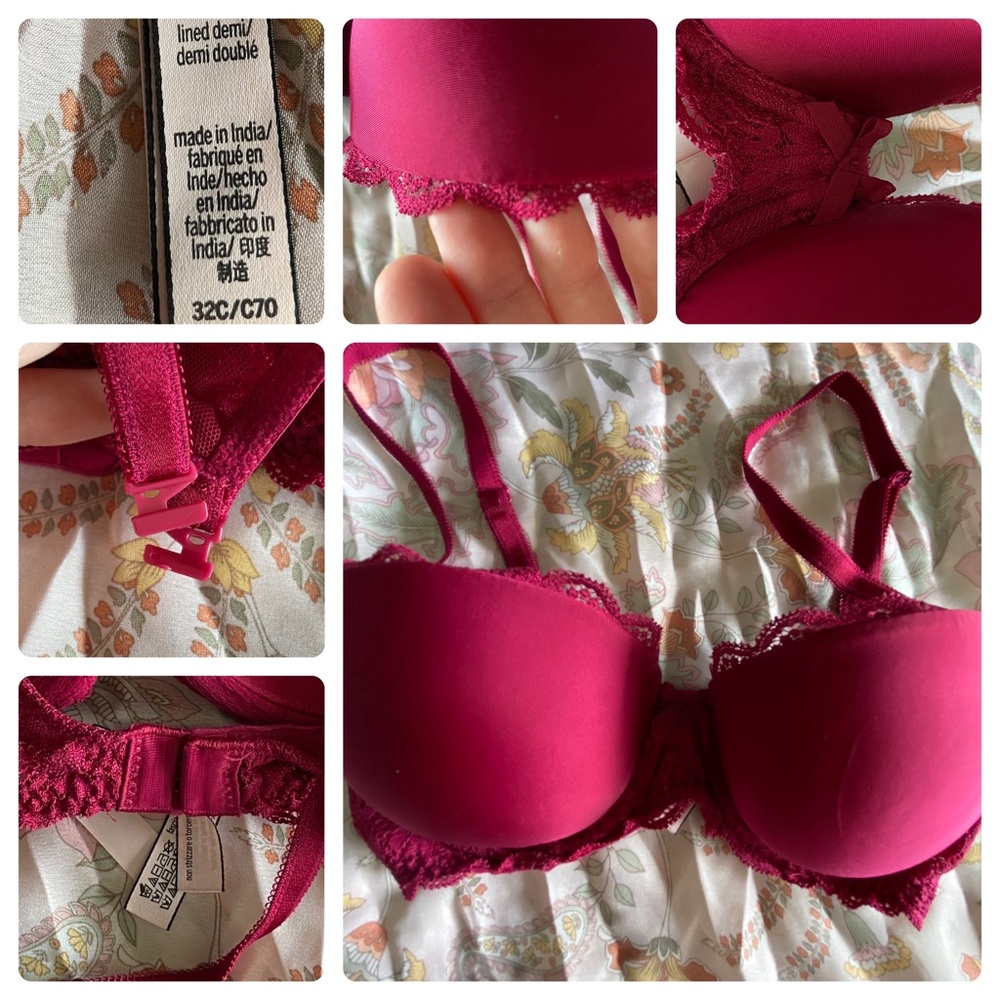 Victoria Secret, Dream Angels Lined Demi, 32/C, Maroon